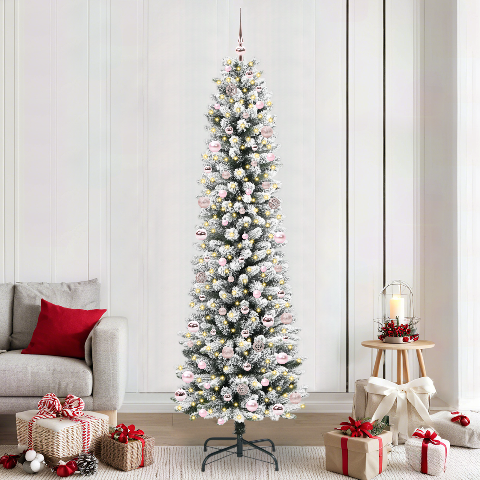 Dirbtinė Kalėdų eglutė HOLLOW SNOW, su 300 LED stovu Žalia ir balta 240 cm.