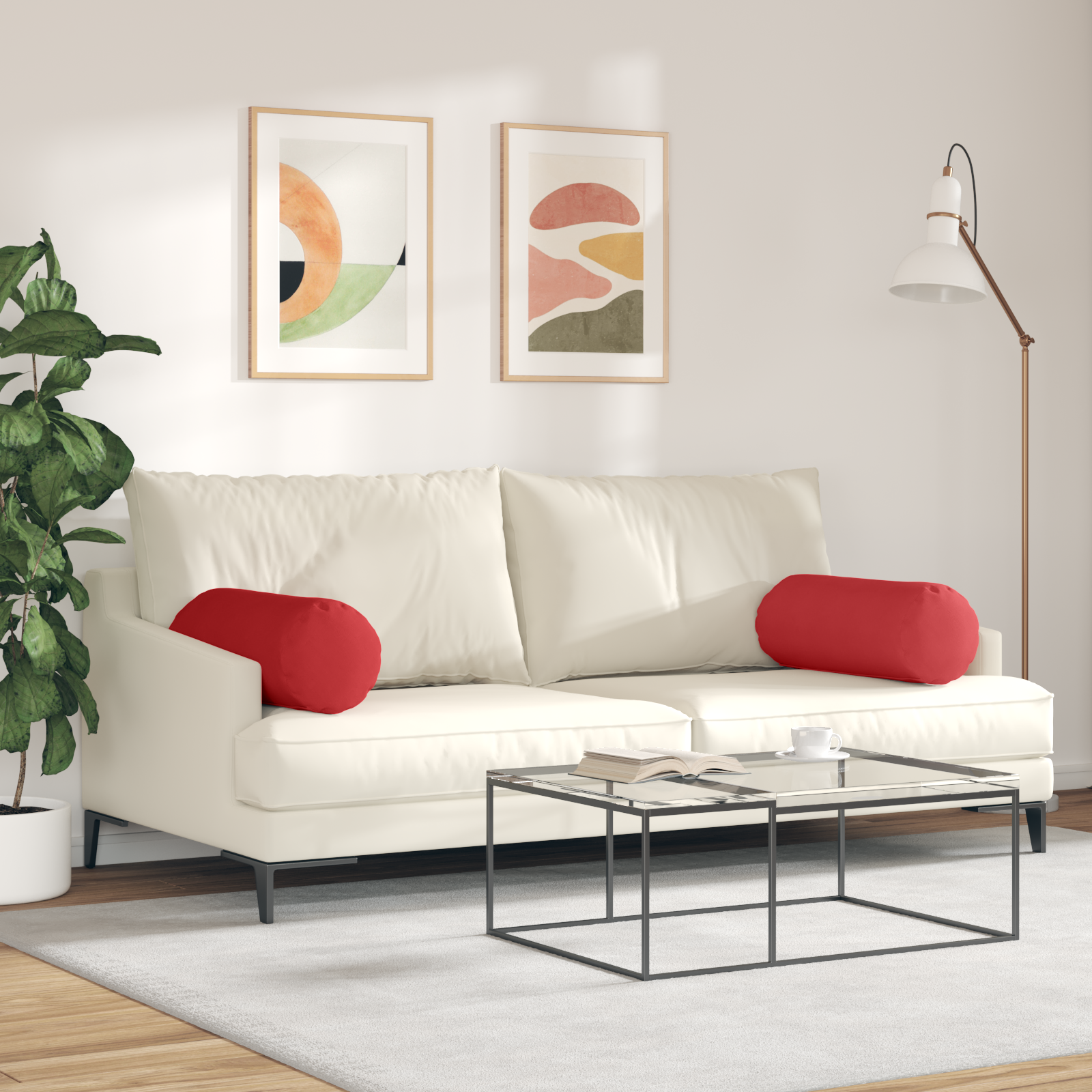 Pagalvės 2 pcs Raudona Ø 25 x 70 cm audinys