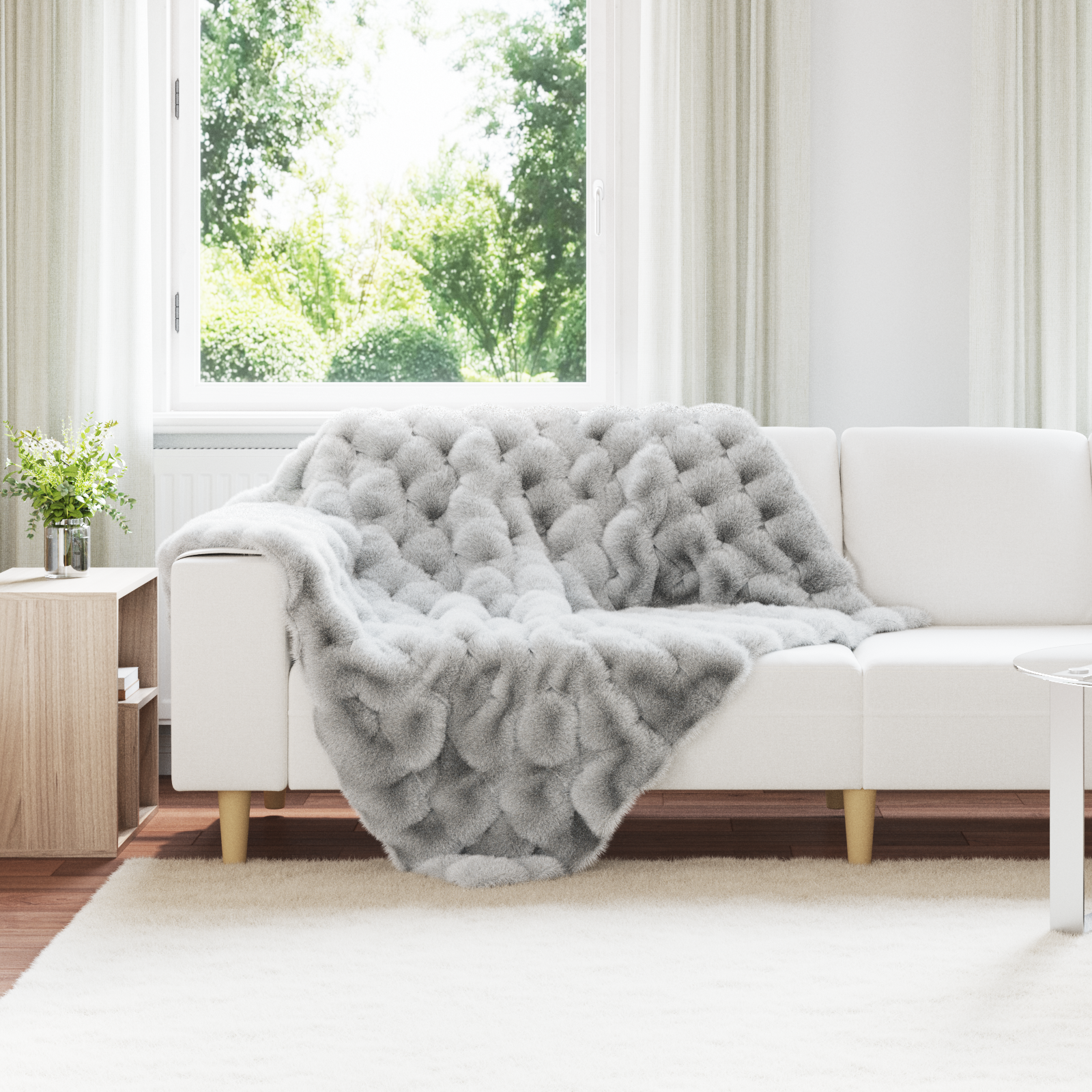 Neslystanti antklodė iš dirbtinio triušio kailio Olite 4 pcs