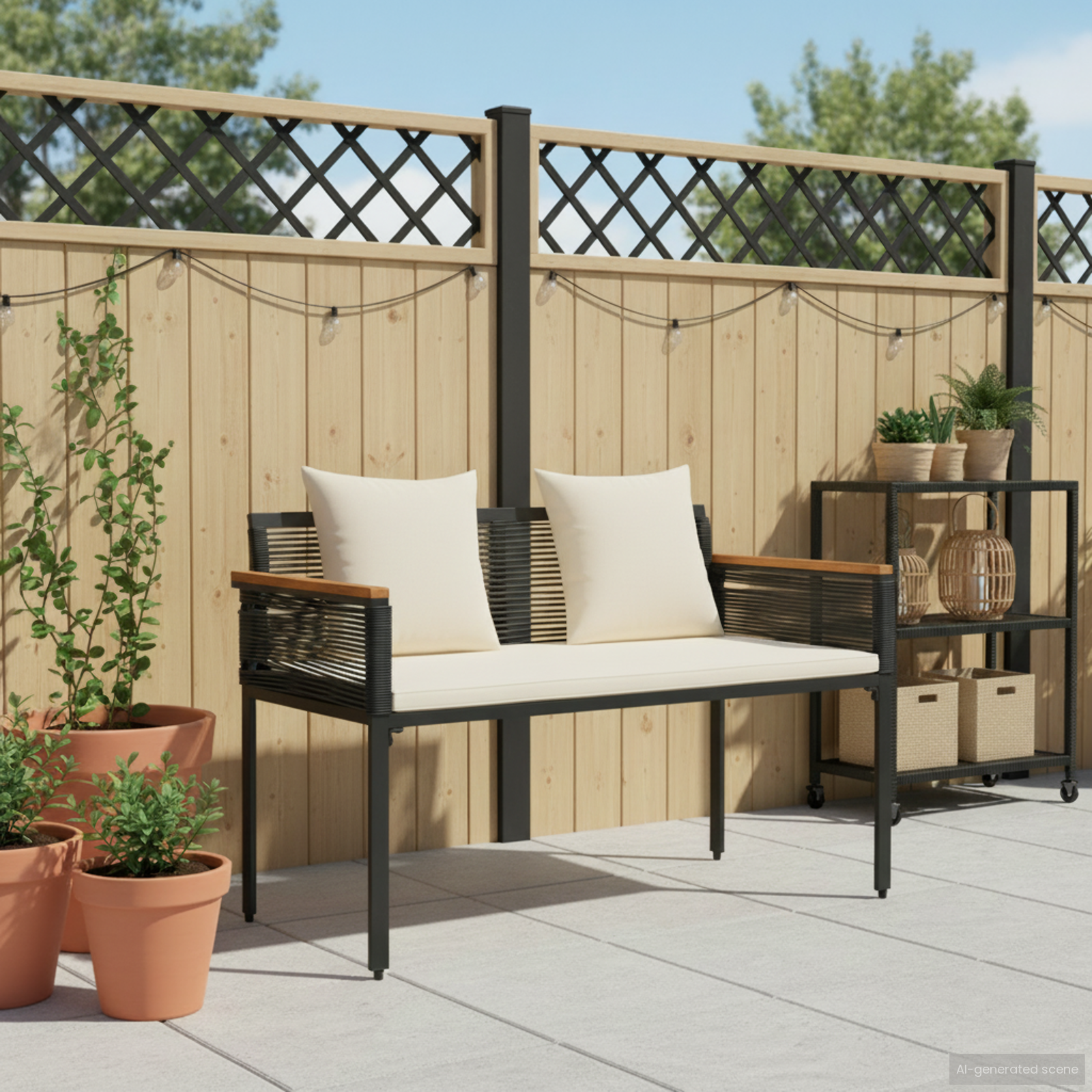 Lauko suolas Juoda ir kreminė balta 117 x 54 x 74.5 cm