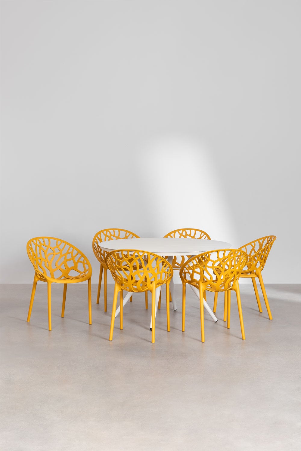 Outdoor Dining Set VALERIE, mustard, 6 chairs