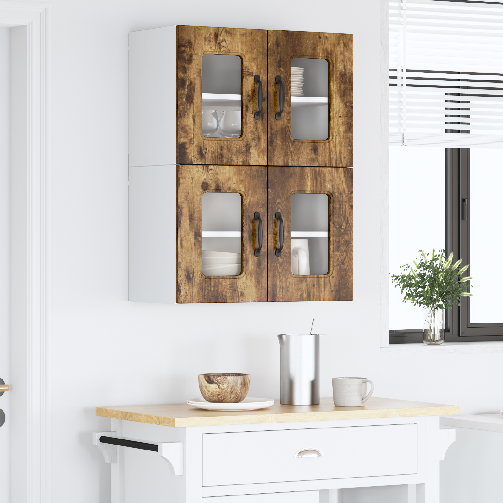 Virtuvės sieninė spintelė 2 pcs Rūkyta ąžuolas 60 x 31 x 40 cm
