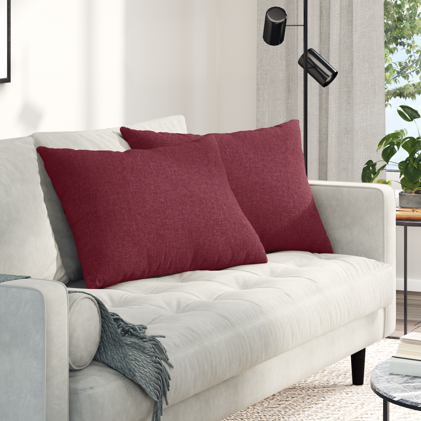 Sofa Pagalvės 2 pcs Vyno raudona 70 x 50 cm audinys