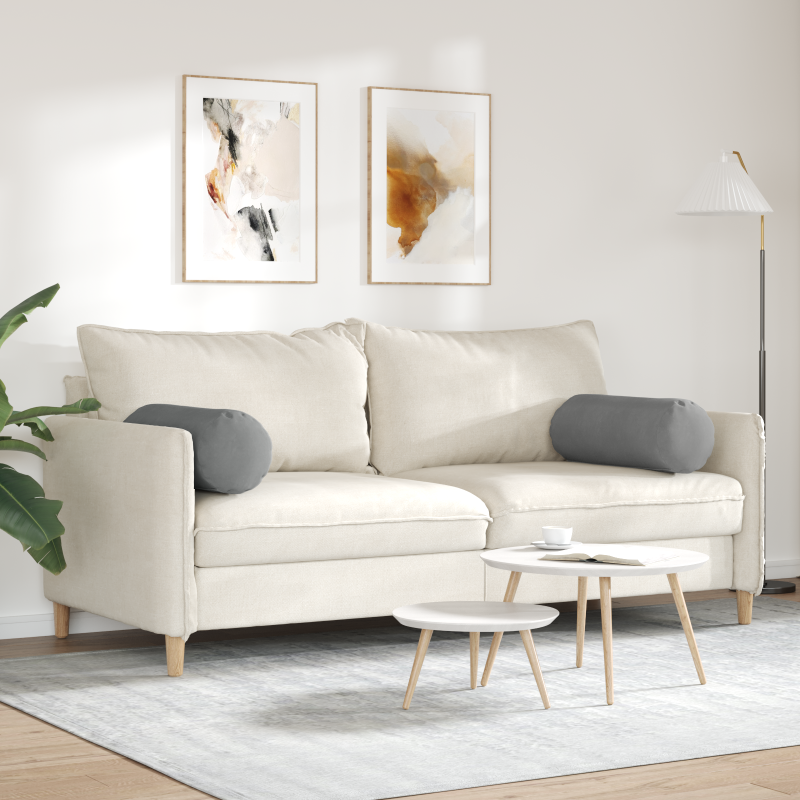 Pagalvės 2 pcs Tamsiai pilka Ø 25 x 70 cm Mikropluošto audinys