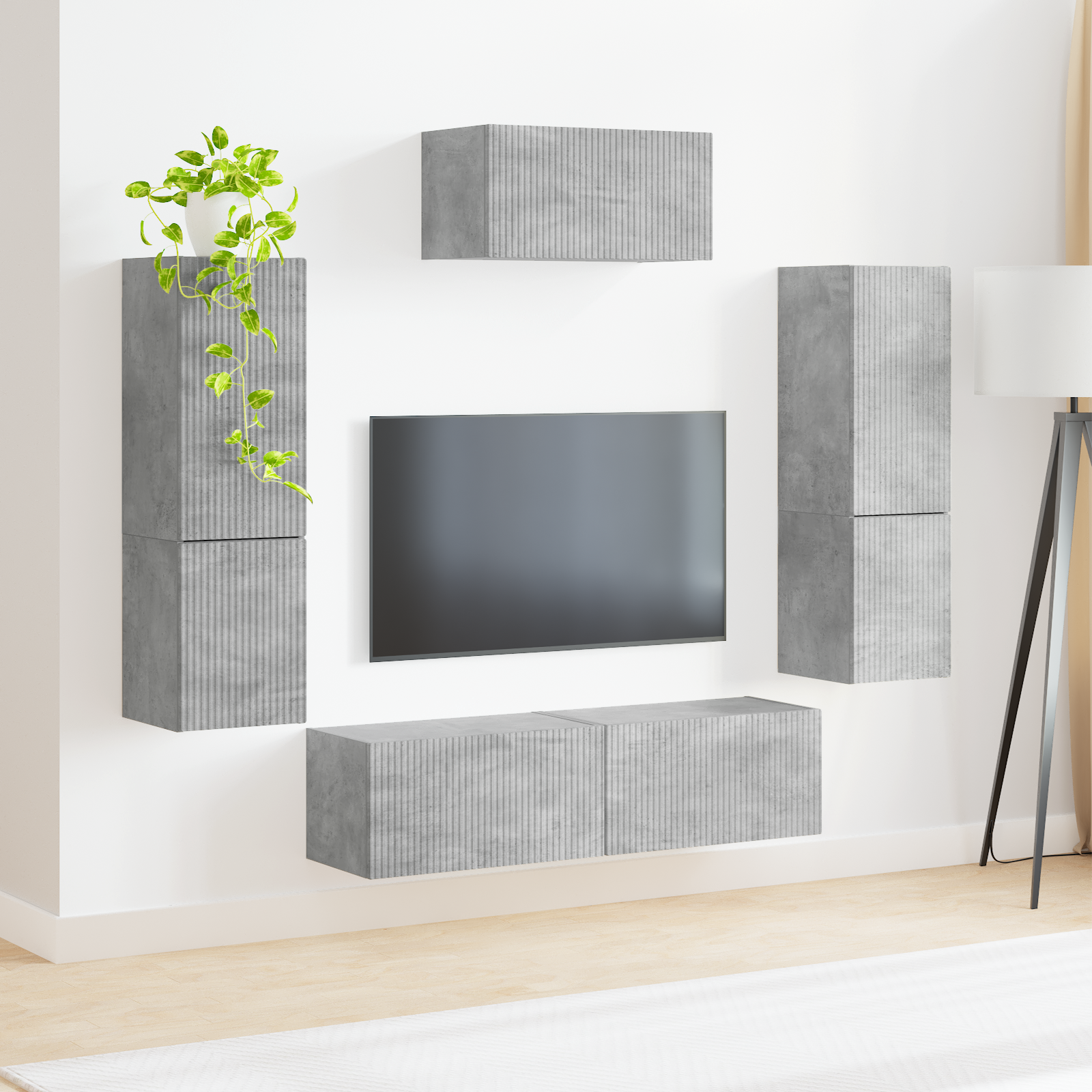 TV spintelių komplektas 4 pcs Betono pilka Apdirbta mediena