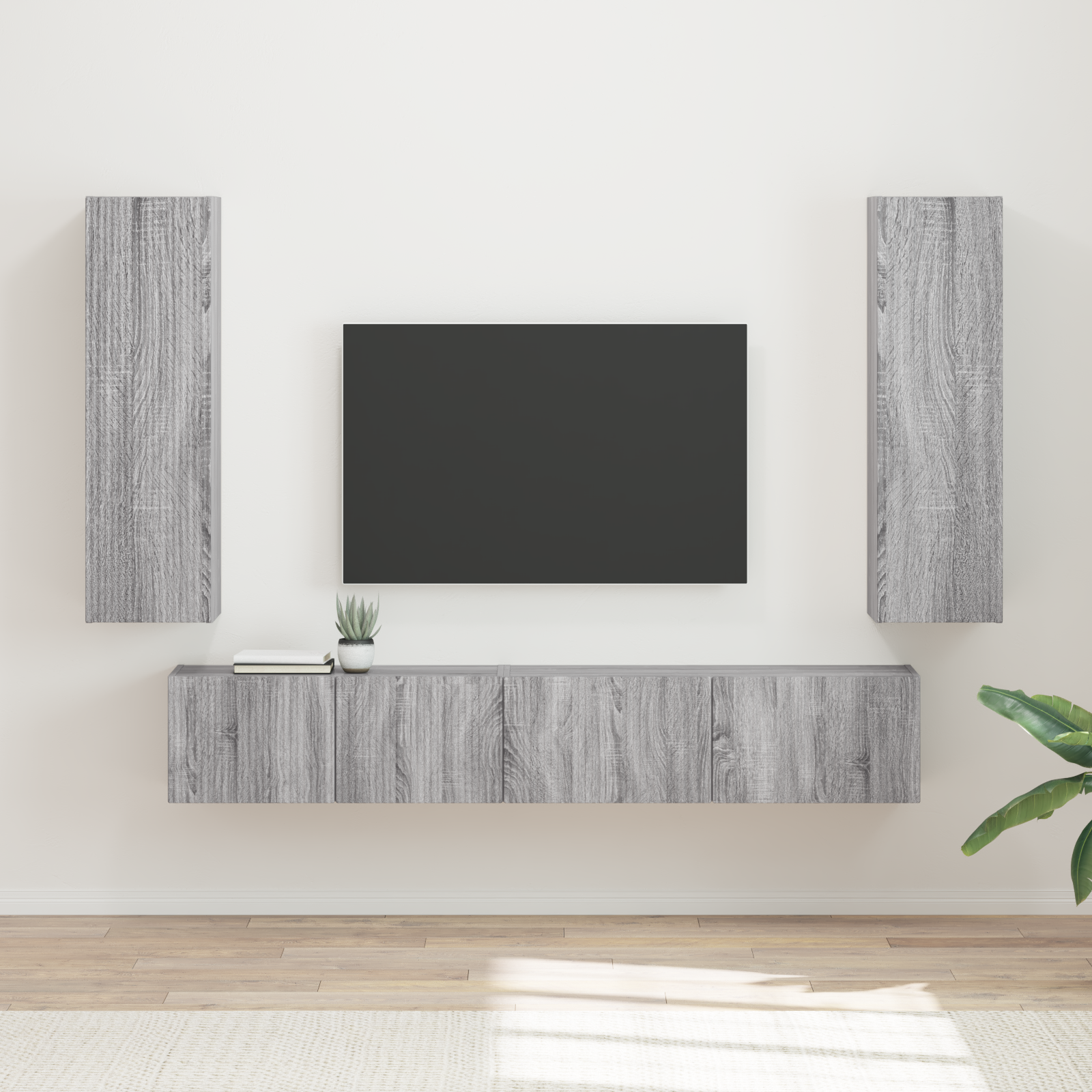 TV spintelių komplektas 3 pcs Pilkas Sonoma Apdirbta mediena