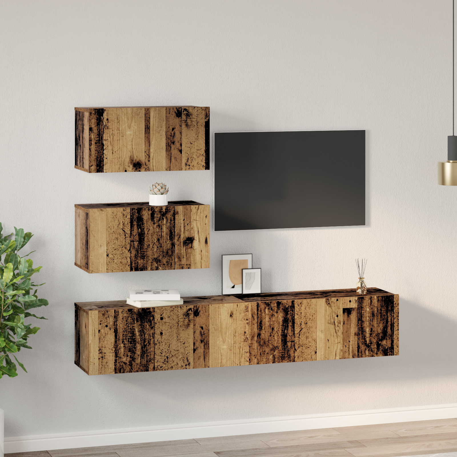 TV spintelių komplektas 4 pcs Sena mediena 80 x 30 x 30 cm