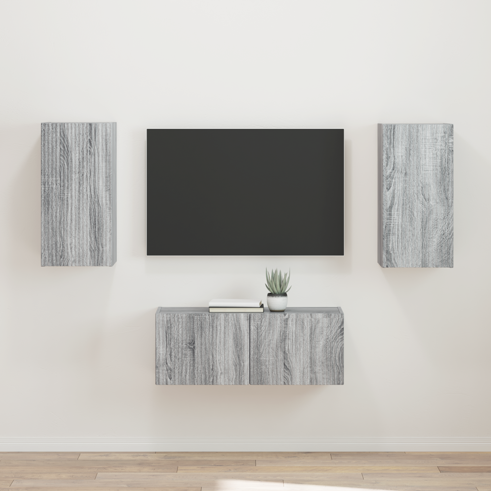 TV spintelių komplektas 2 pcs Pilkas Sonoma Apdirbta mediena