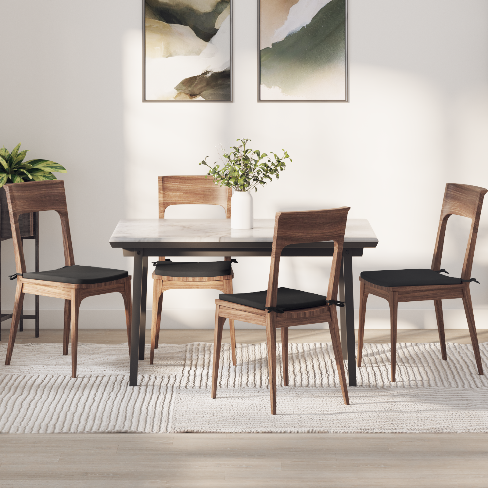Sėdynių pagalvėlės 4 pcs Juoda 40 x 40 x 3 cm