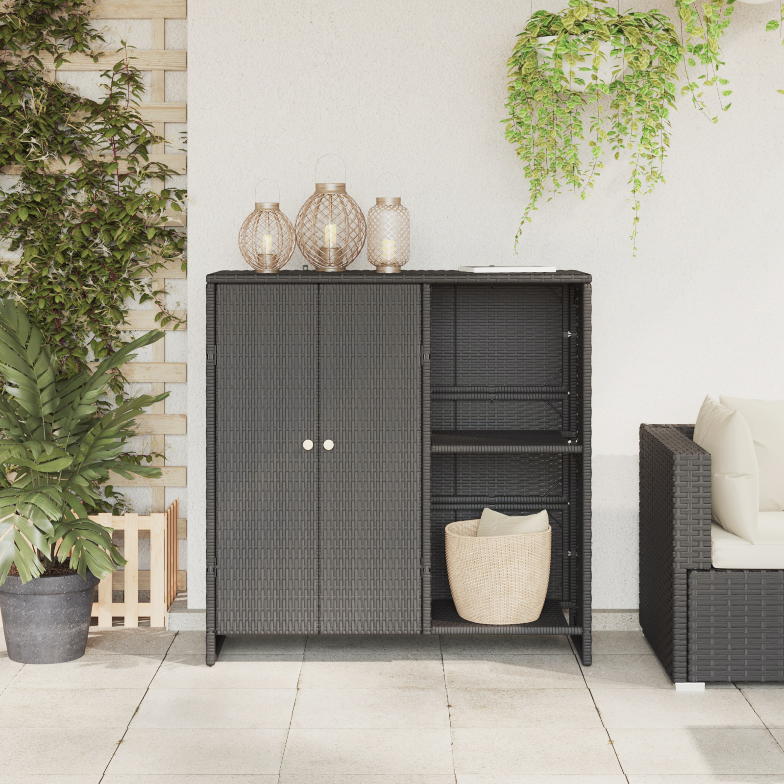 Oppbevaringsskap su saugykla Juoda 100 x 36 x 102 cm Ratanas