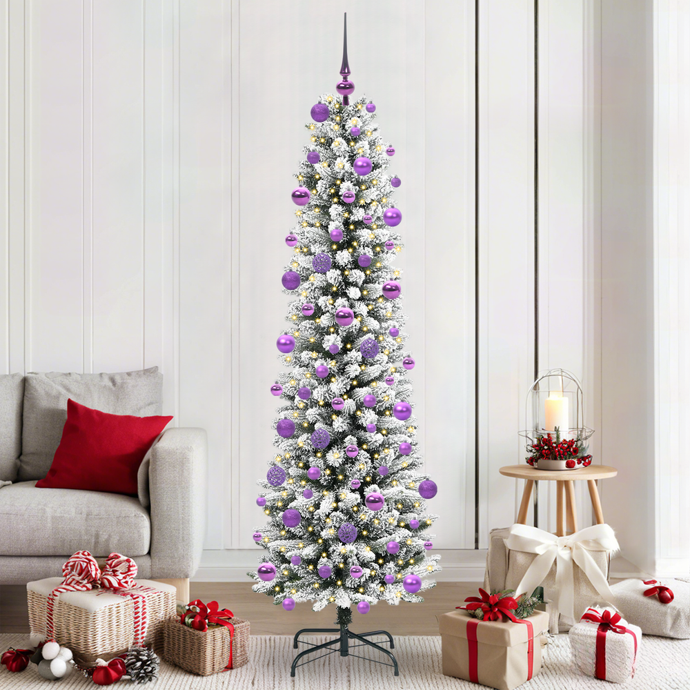 Dirbtinė Kalėdų eglutė GROVE DREAM, su 300 LED stovu Žalia ir balta 210 cm.