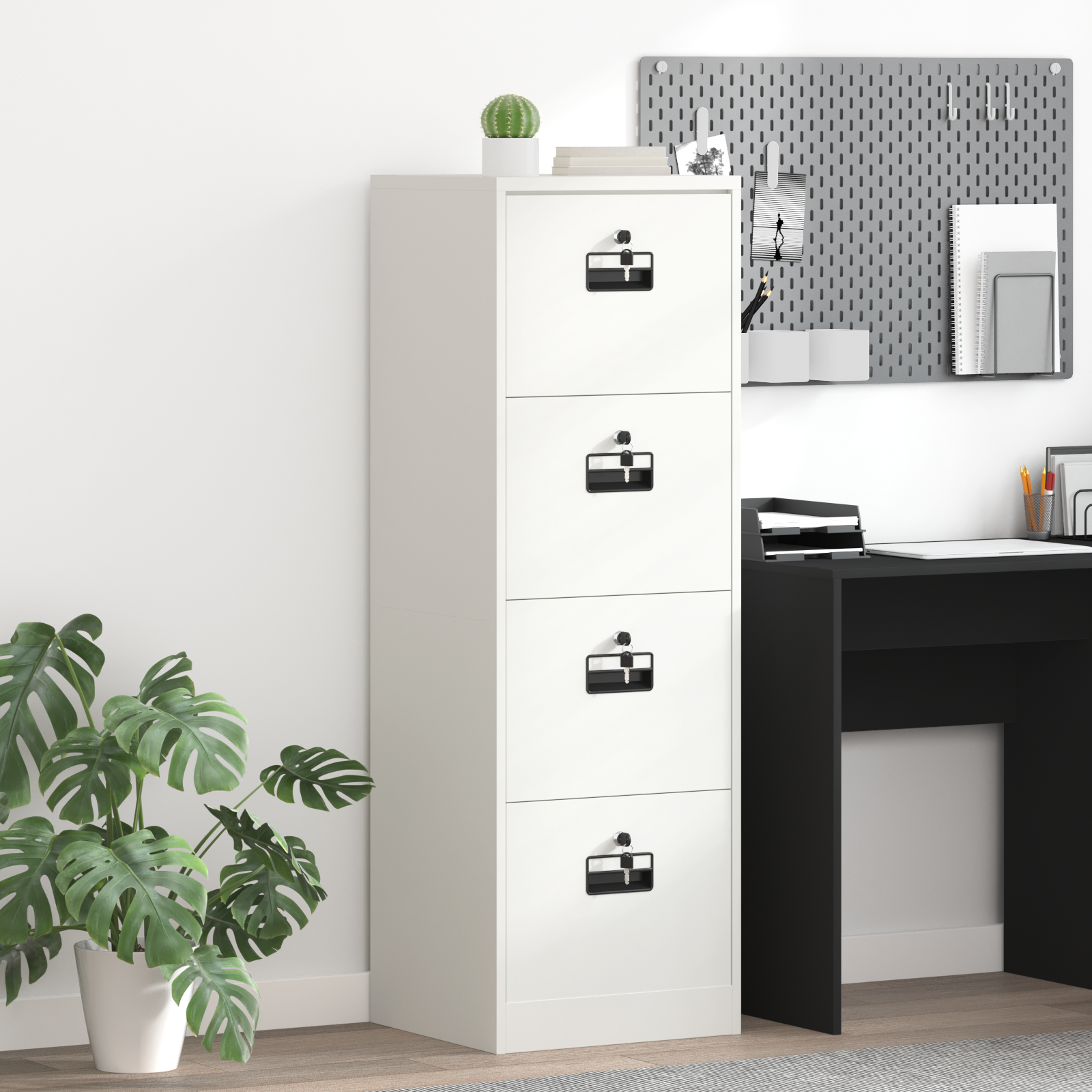 Filing Cabinet White 44 x 50 x 106.5 cm Cold Rolled Steel