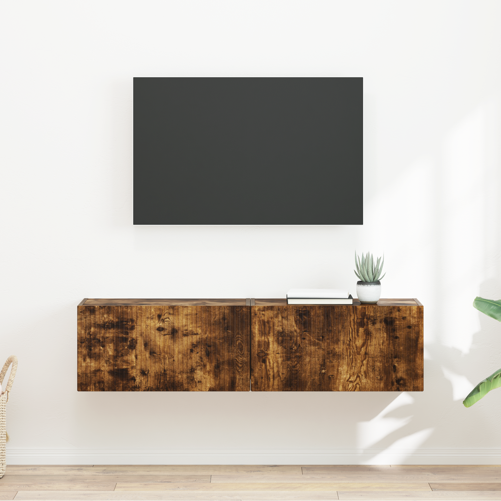 TV sieninė spintelė 2 pcs Rūkyta ąžuolas 60 x 31 x 29,5 cm