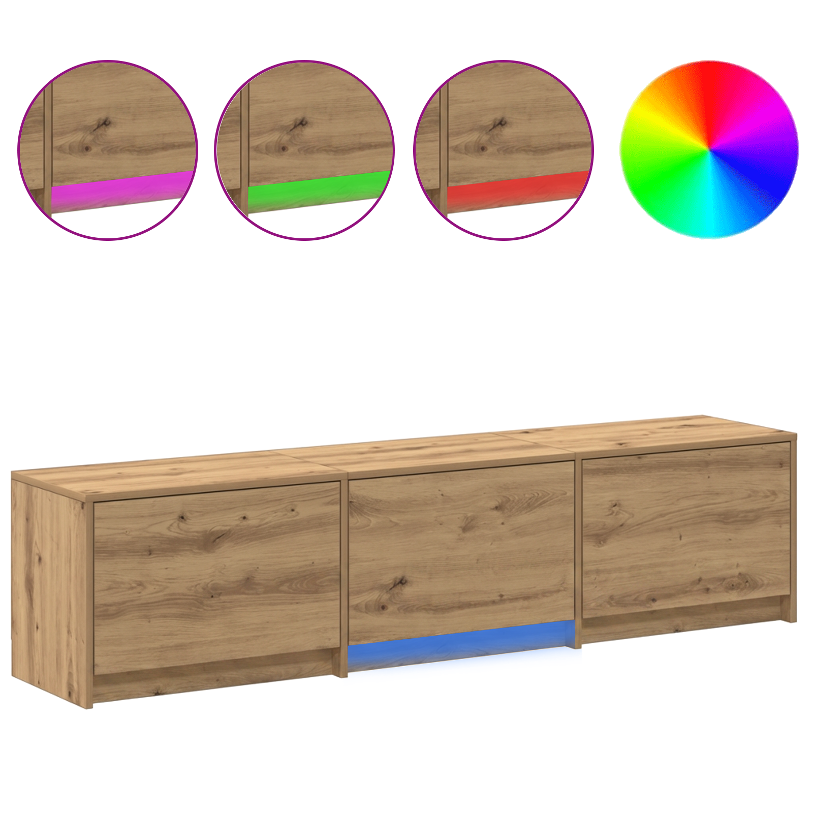 TV spinta su LED su stalčių Meistrų ąžuolas 162 x 34 x 40 cm