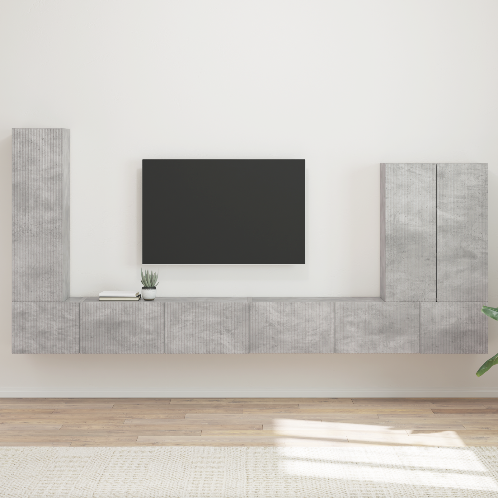 TV sieninio kabineto komplektas 6 pcs Betono pilka