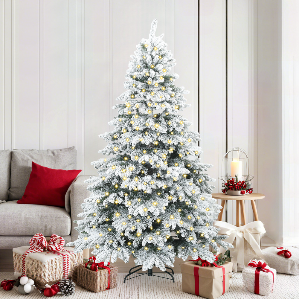 Dirbtinė Kalėdų eglutė su 300 LED Balta 180 cm PE ir PVC