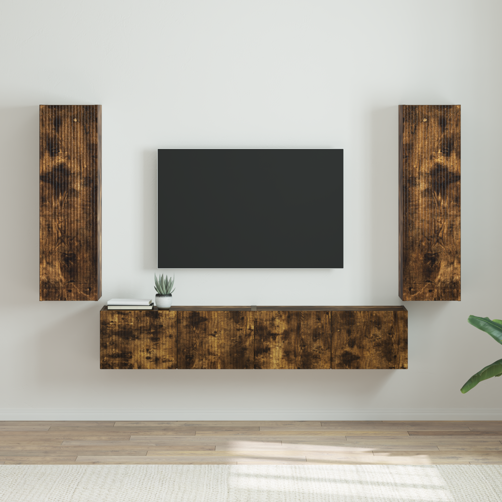 TV sieninė spintelė 2 pcs Rūkyta ąžuolas 30 x 31 x 100 cm