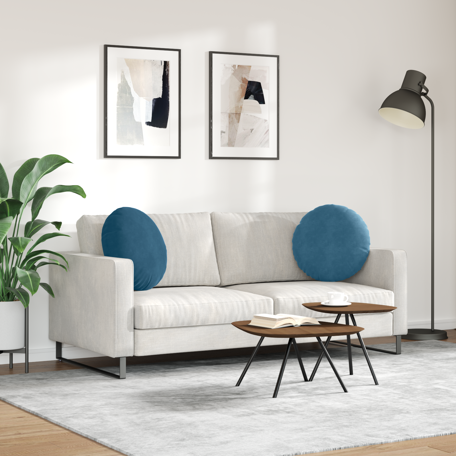 Sėdynių pagalvėlės 2 pcs Mėlyna Ø 40 x 13 cm Aksomas