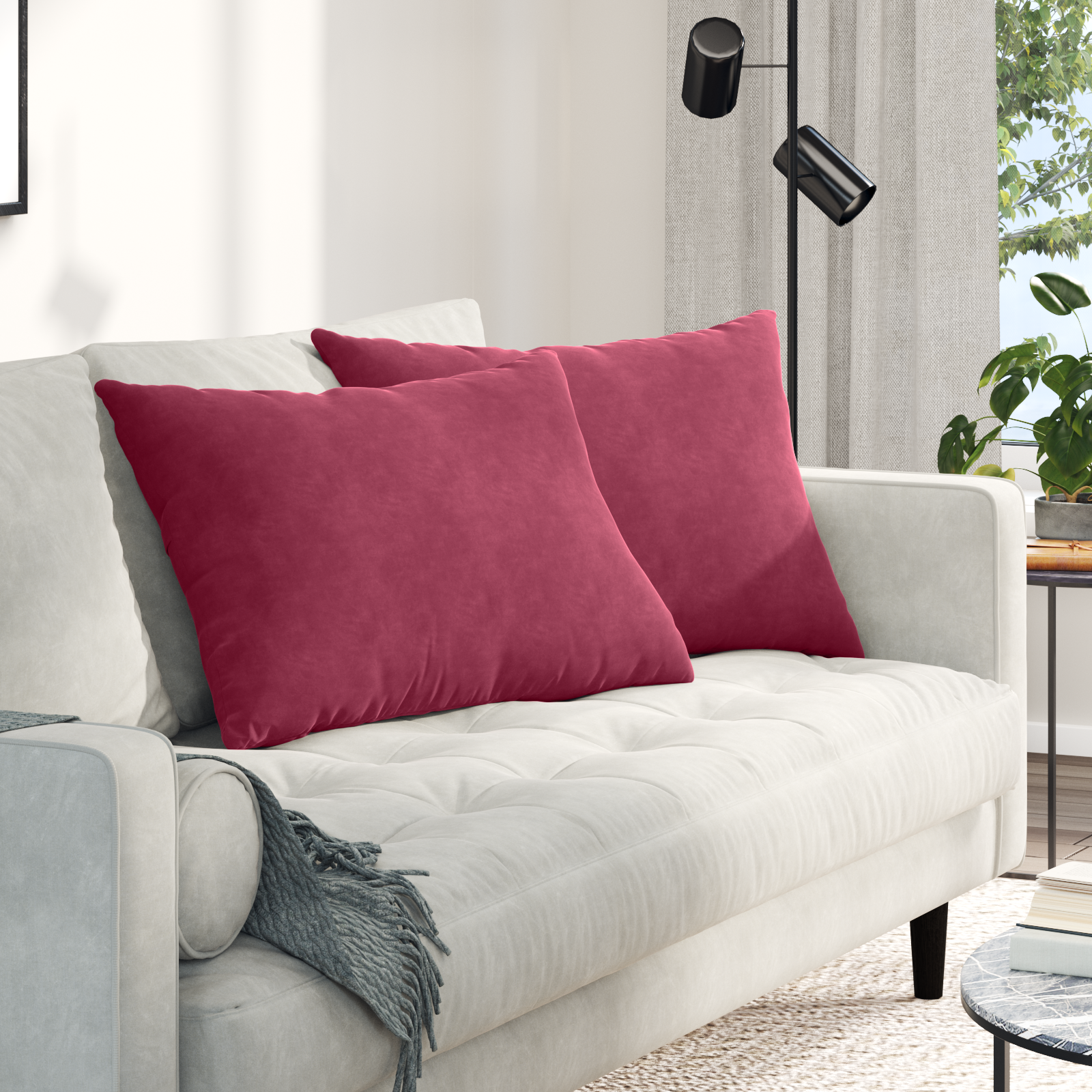 Sofa Pagalvės 2 pcs Vyno raudona 70 x 50 cm Kordūrinis audinys