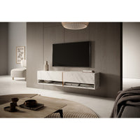 TV staliukas MIRRGO, balto marmuro, 140 cm