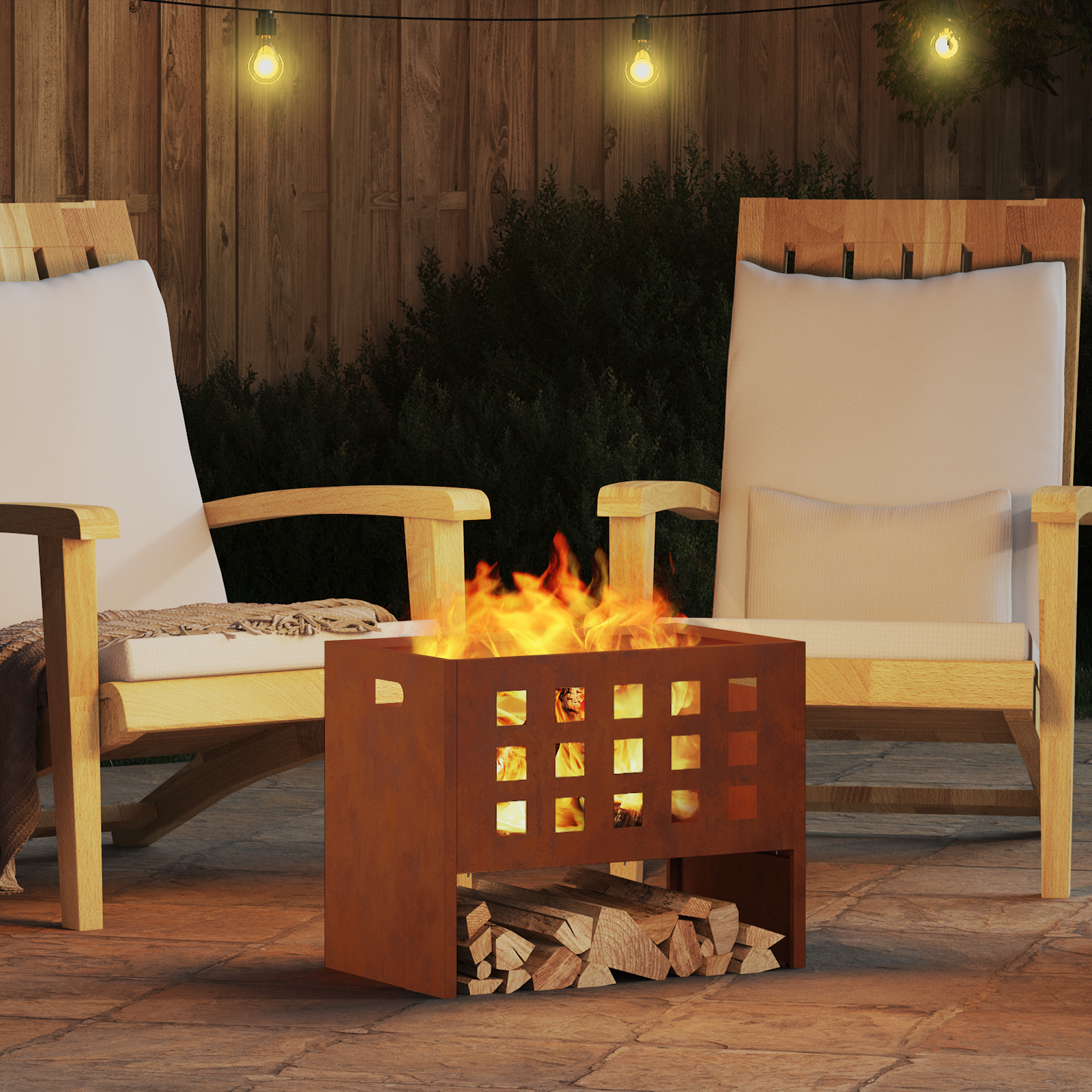 Brown Fire Pit 50 x 30 x 40 cm