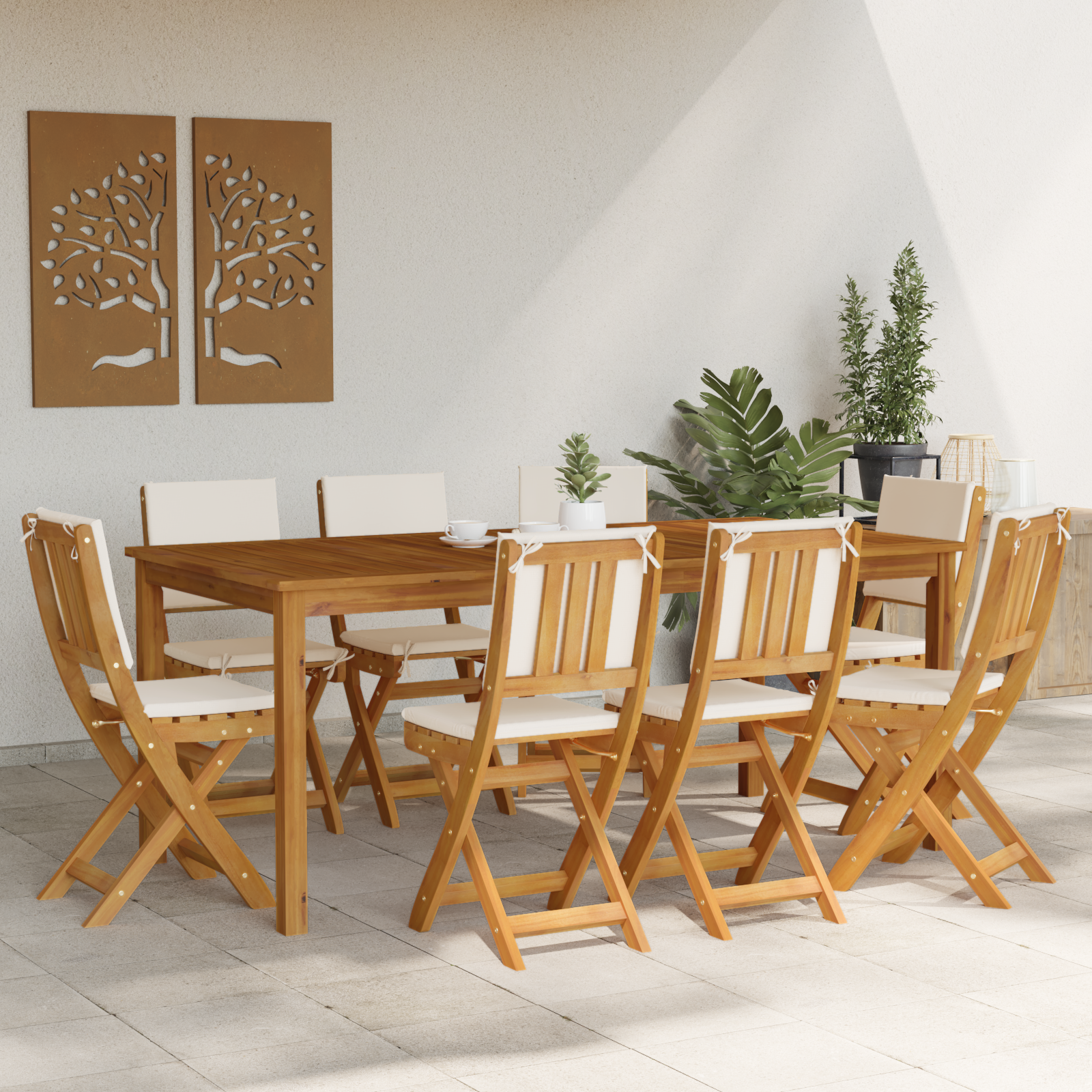 Lauko bistro kėdės 8 pcs Kreminė balta 38 x 46 x 85 cm