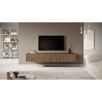 TV spintelė LORCAN, 175 cm, juoda+ąžuolas
