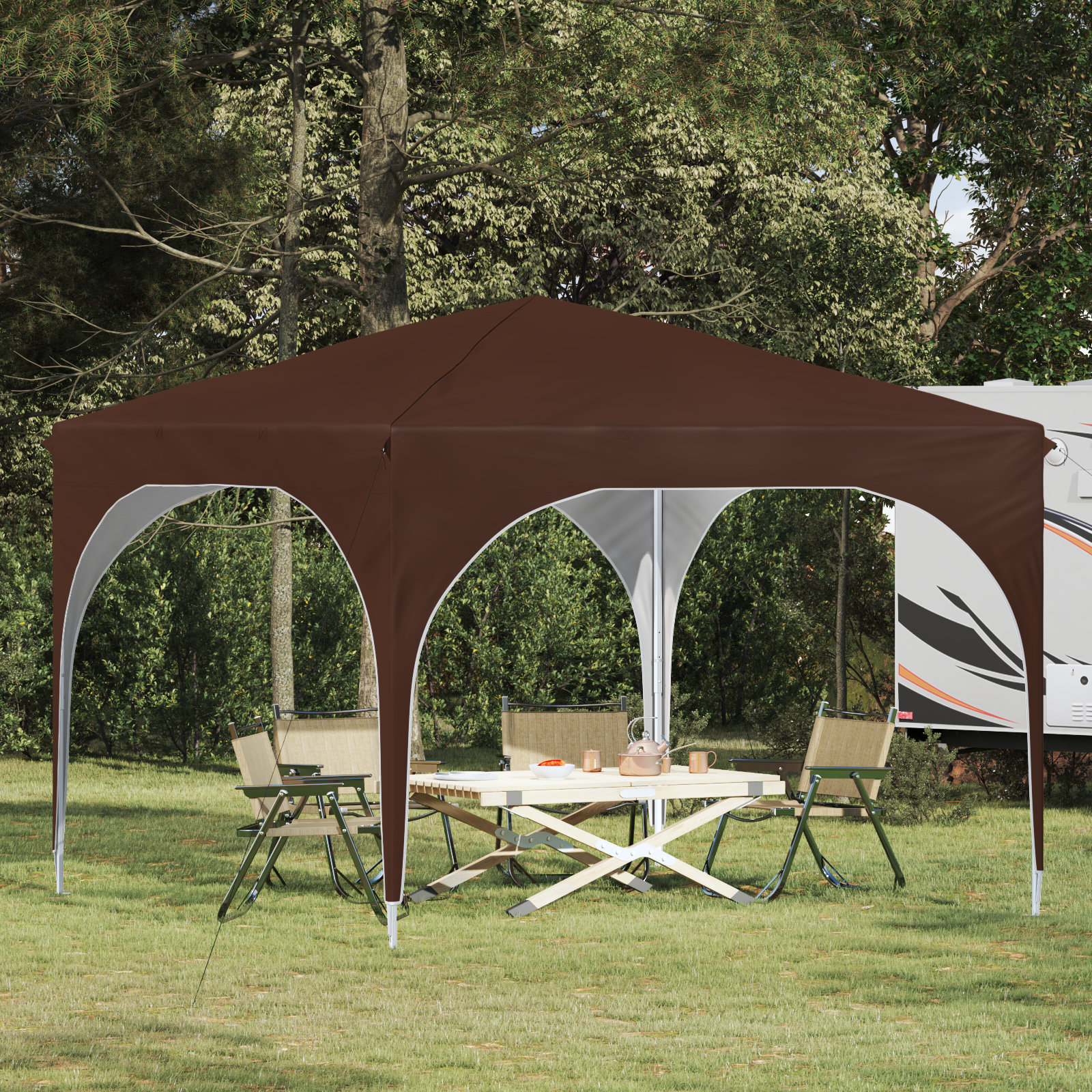 Pop-up šventinis palapinė 290 x 290 x 245 cm Ruda