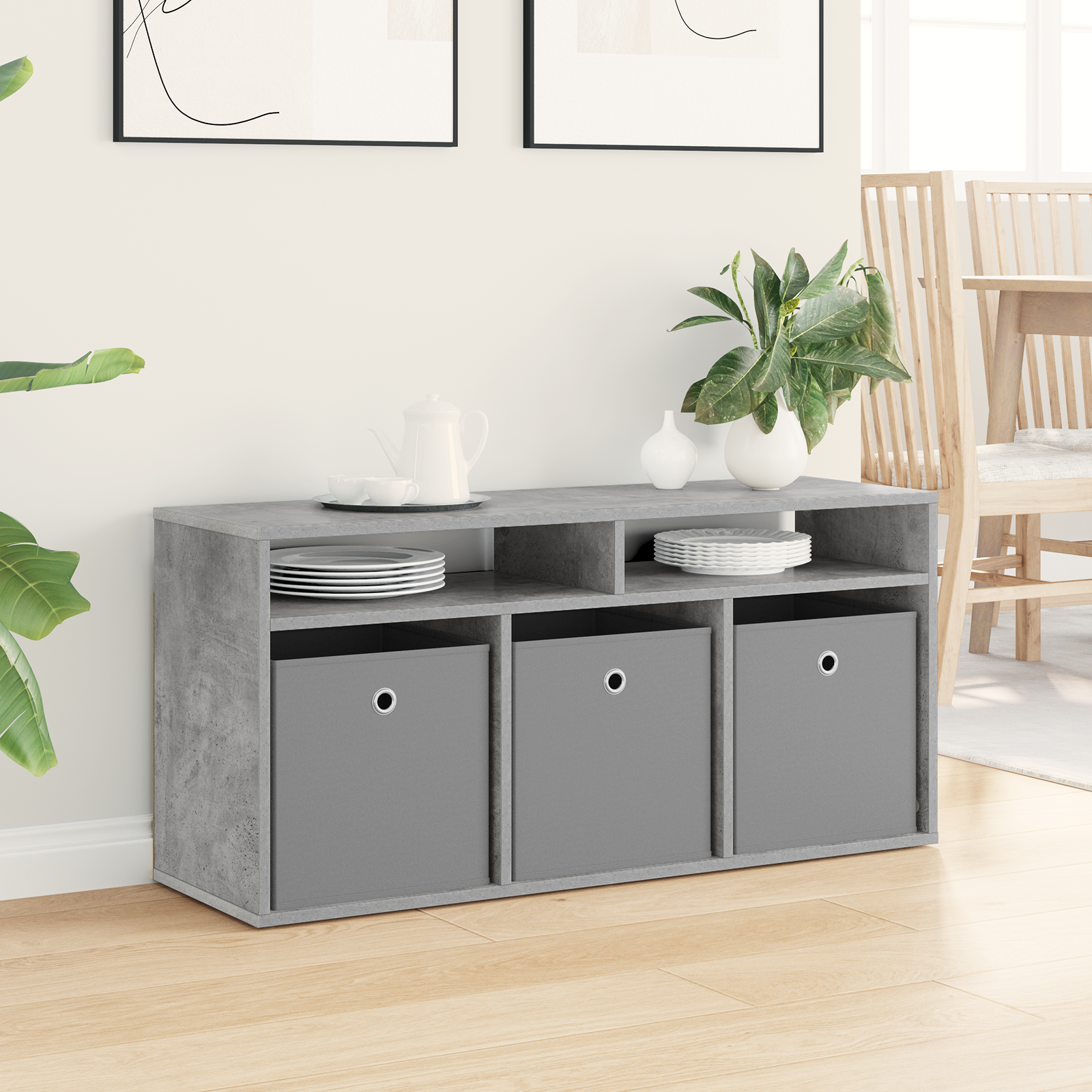 Žemas stalas su stalčių Betono pilka 102 x 32 x 48,5 cm