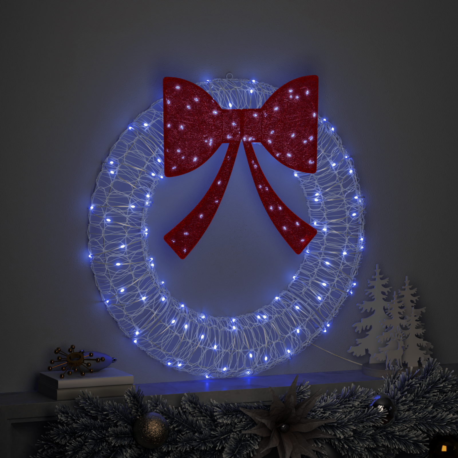 Vainags ar 60 LED zilām 75 cm akrils