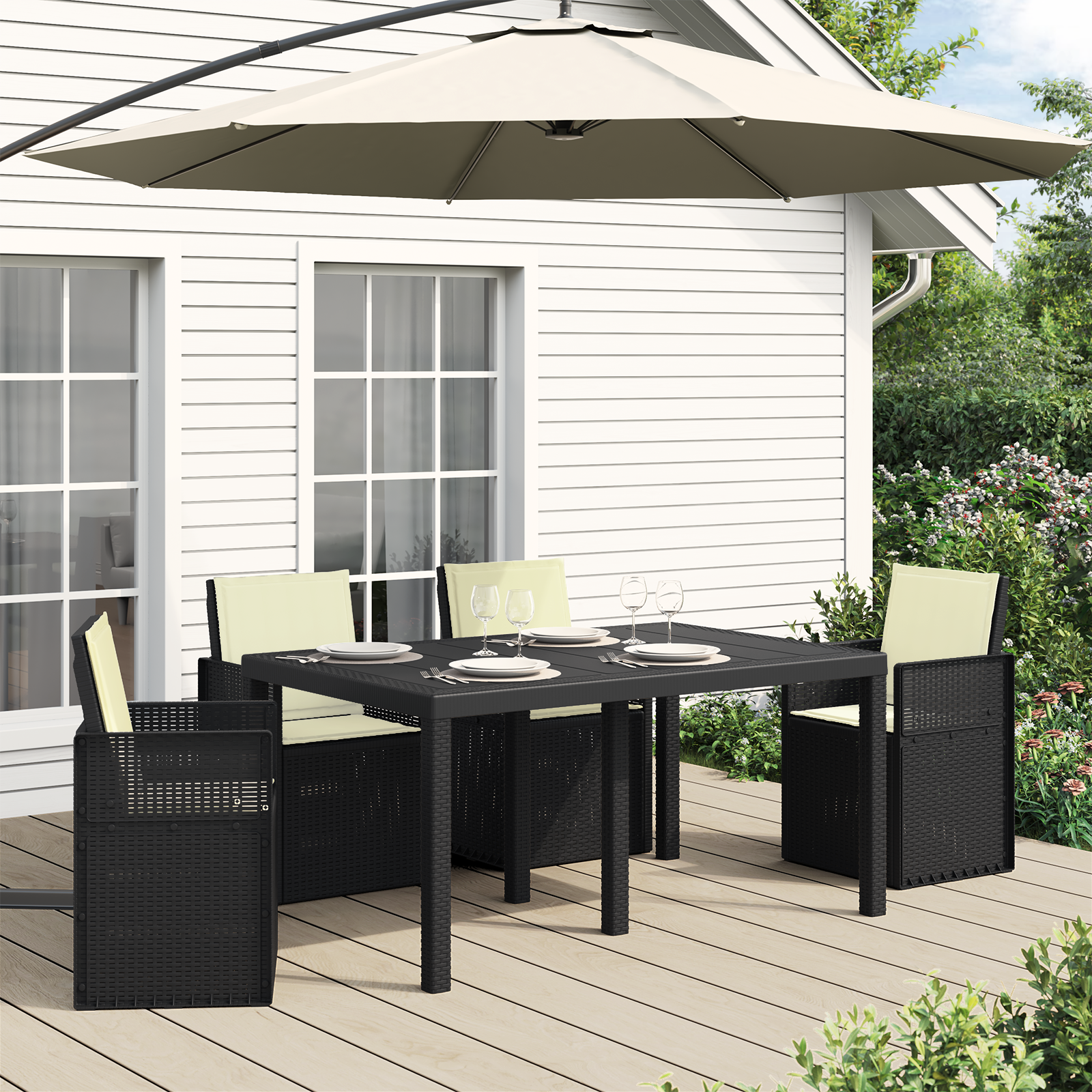 Sėdynės ir nugaros pagalvėlės 4 pcs Kreminė 47 x 45 x 2 cm
