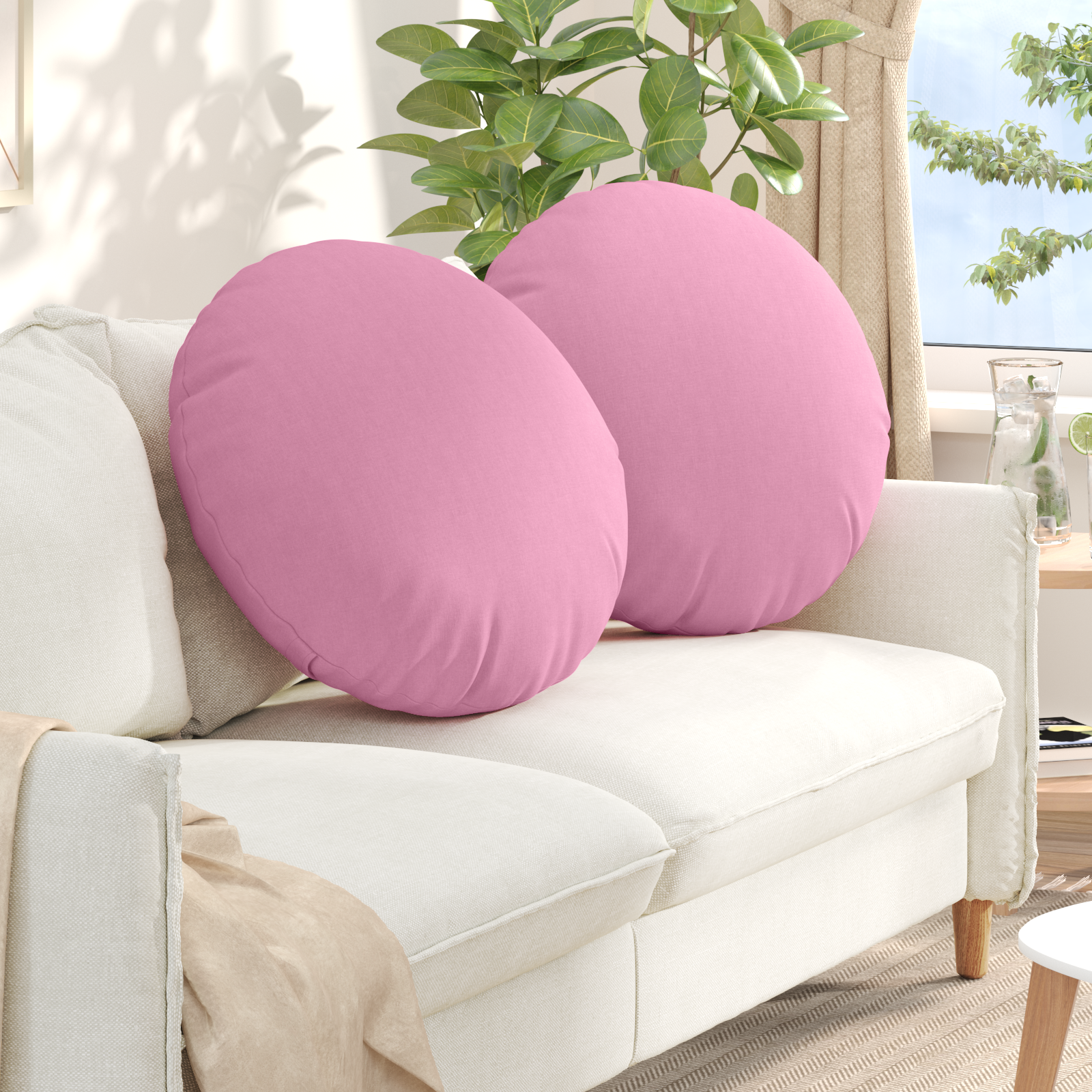 Sėdynių pagalvėlės 2 pcs Rožinė Ø80 x 29 cm audinys