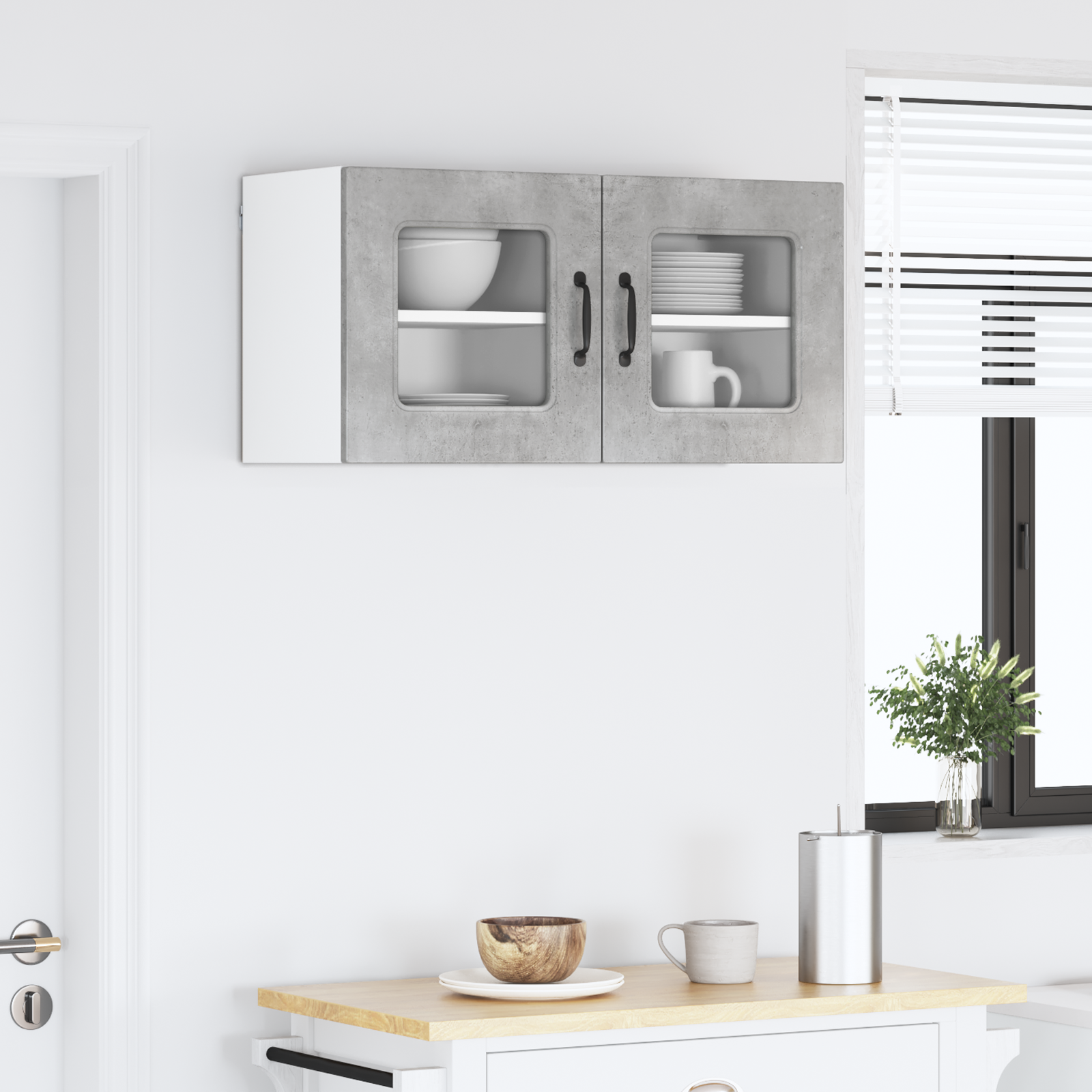 Virtuvės sieninė spintelė 2 pcs Betono pilka 40 x 31 x 40 cm