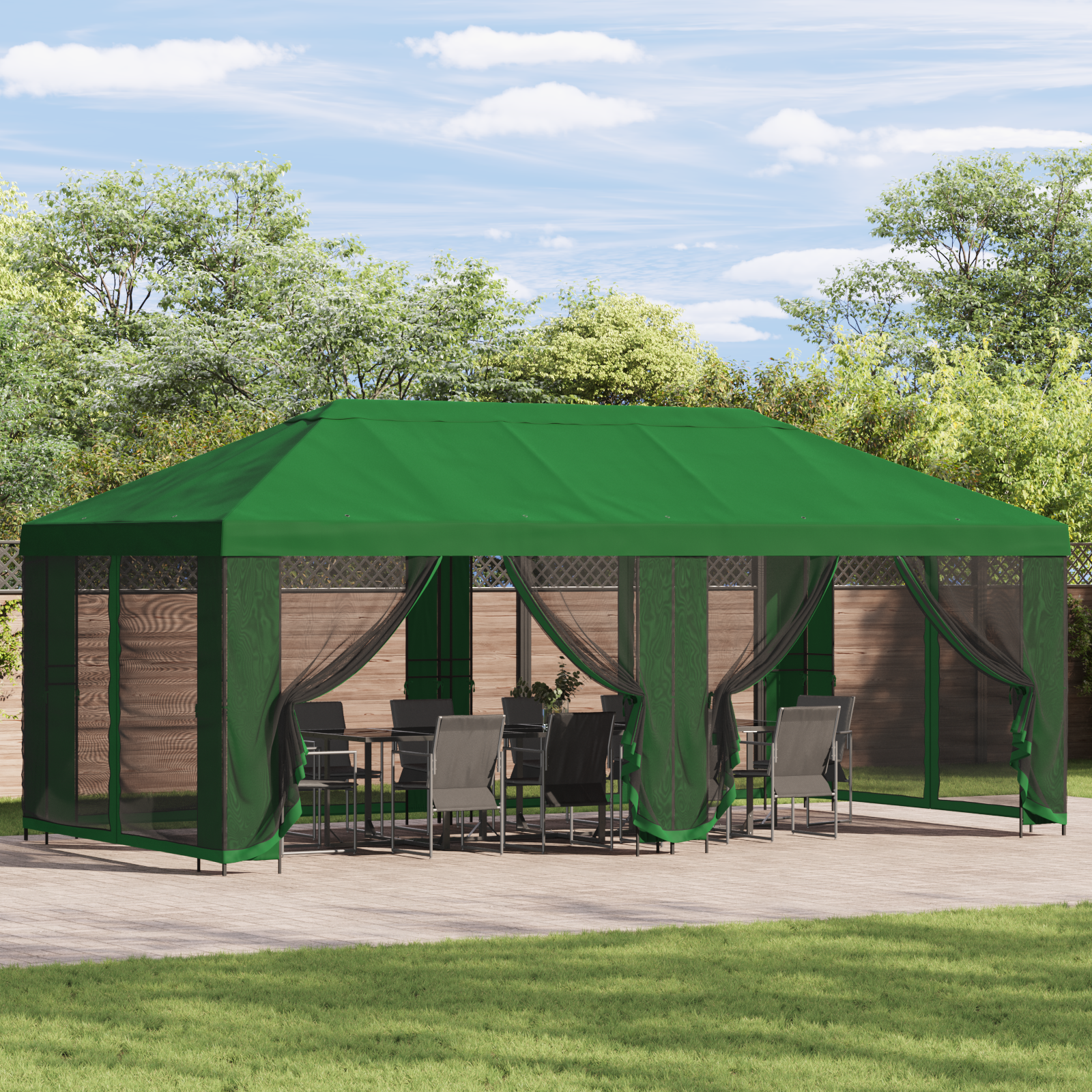 Nojumes ar sānu sienām 6 x 3 m Zaļa