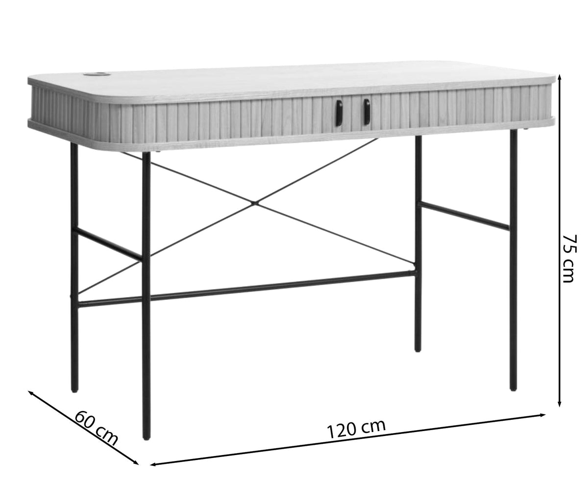 Rašomas stalas, HALDOR, 120 cm, degintas, ąžuolas
