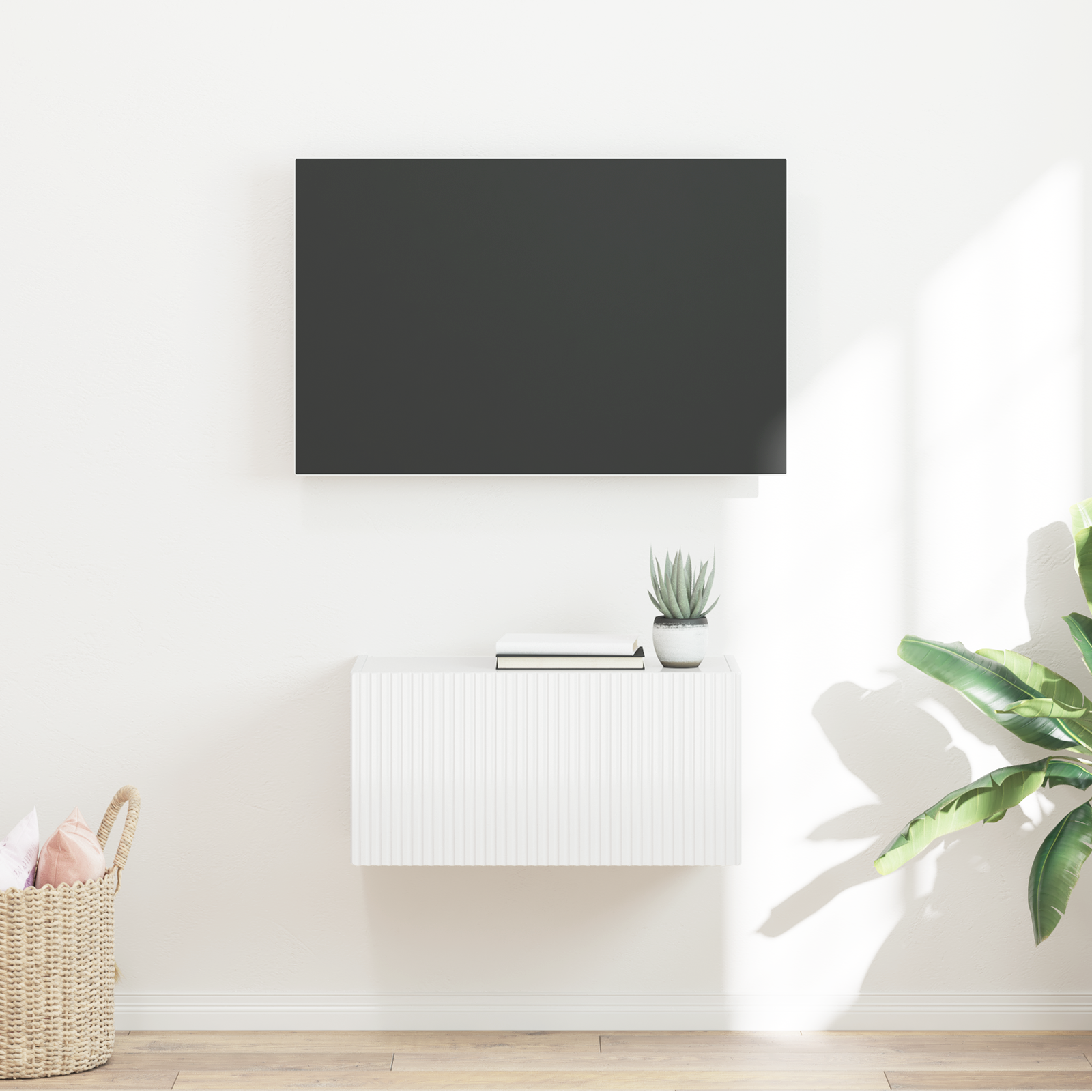 TV sieninė spintelė Blizgus baltas 60 x 31 x 29,5 cm