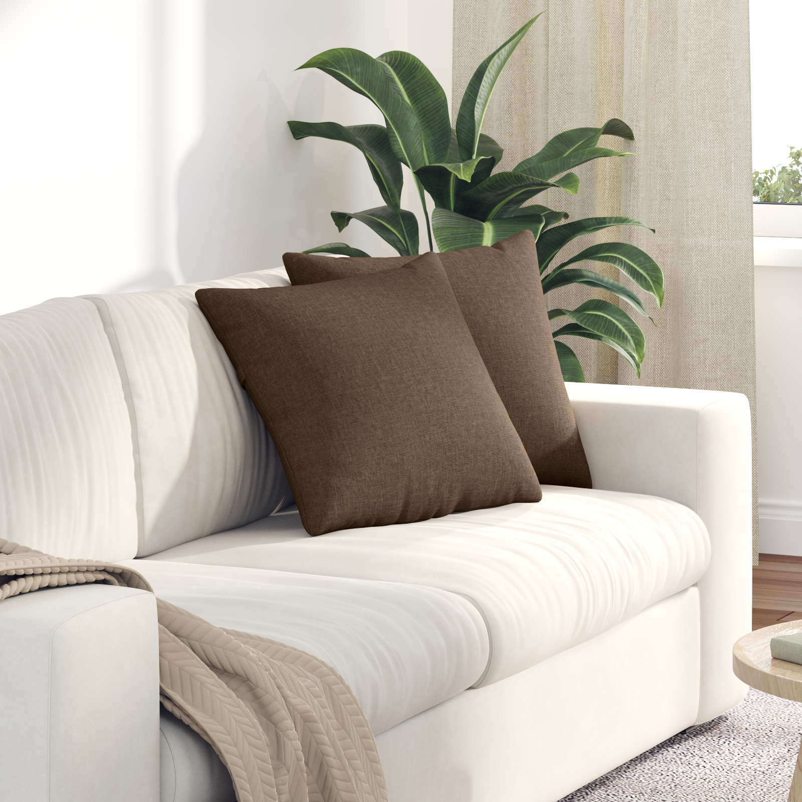 Sofa Cushions 2 pcs Brown 45 x 45 cm fabric