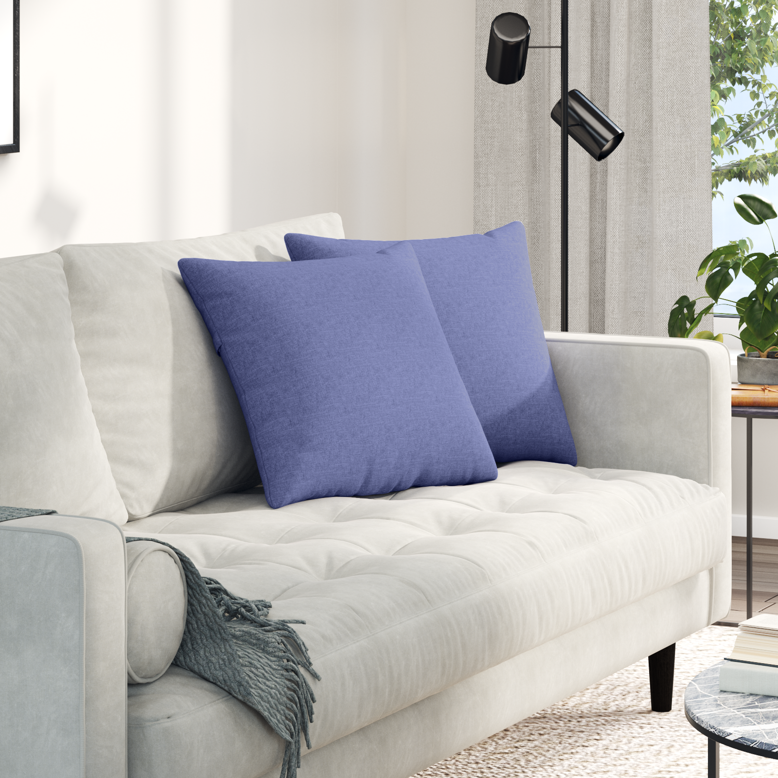 Sofa Cushions 2 pcs Blue 45 x 45 cm fabric