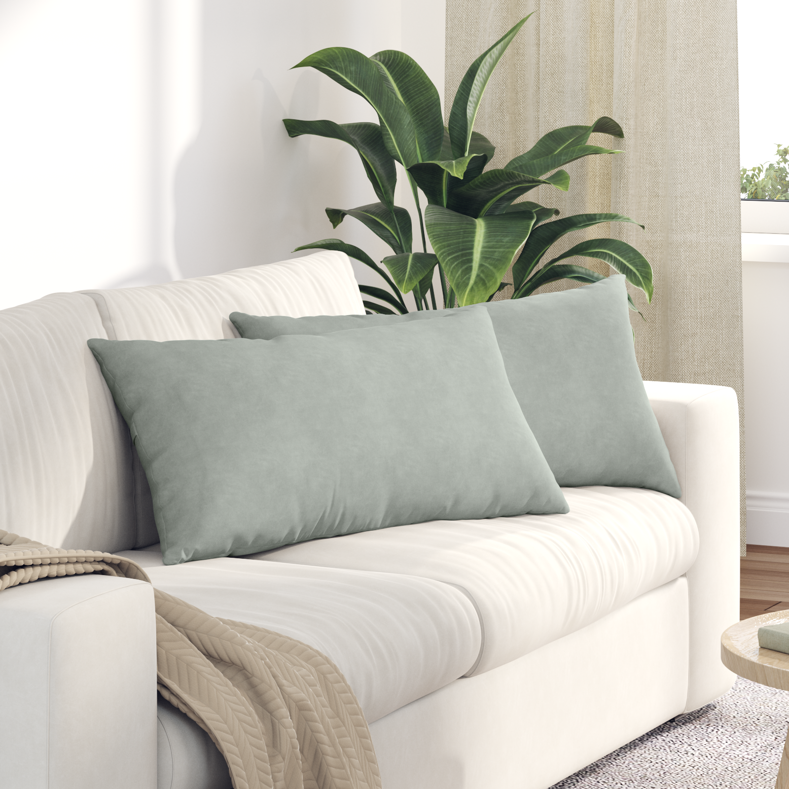 Sofa Cushions 2 pcs Light grey 80 x 40 cm