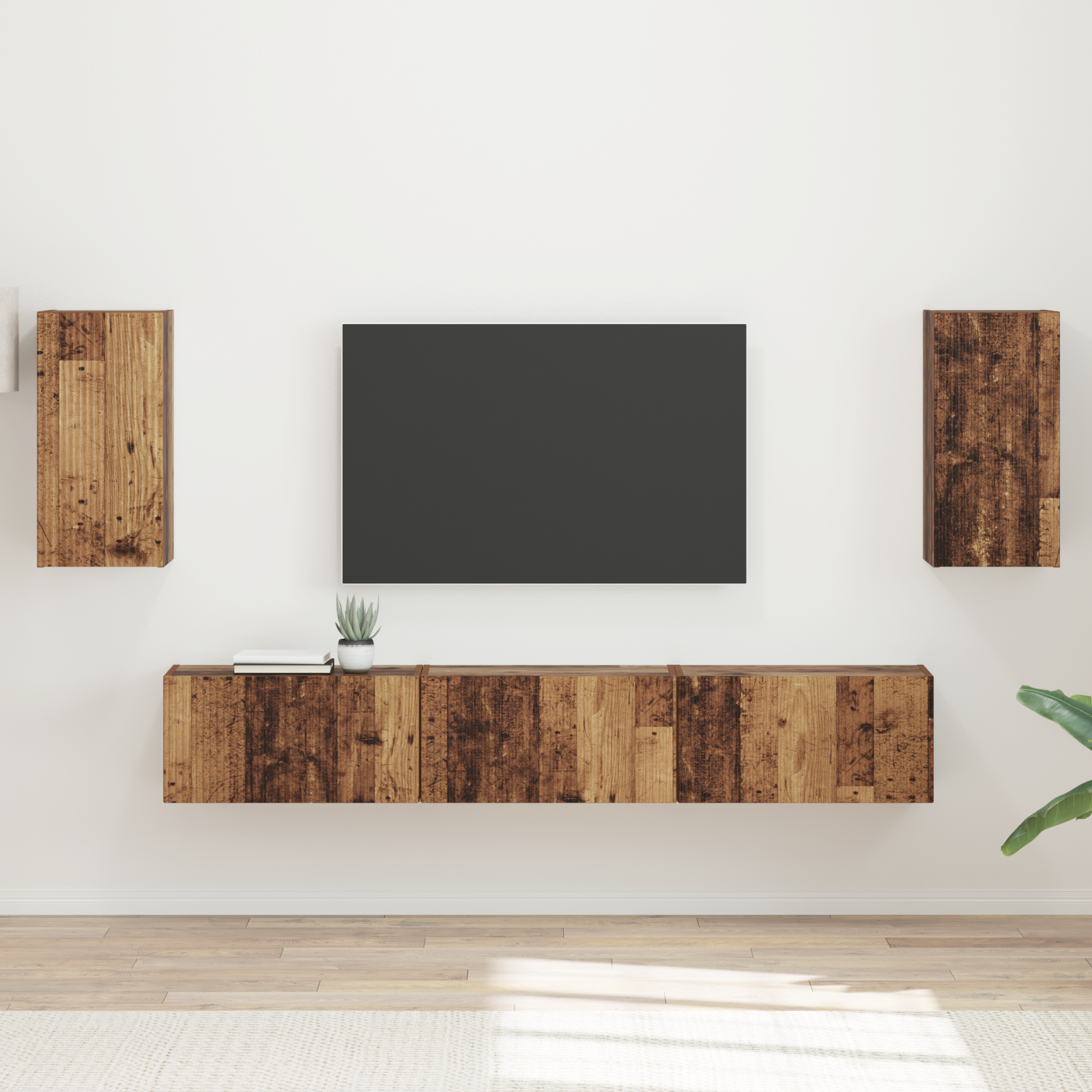 TV skapju komplekts 3 gab. Vecs koks Apstrādāta koksne