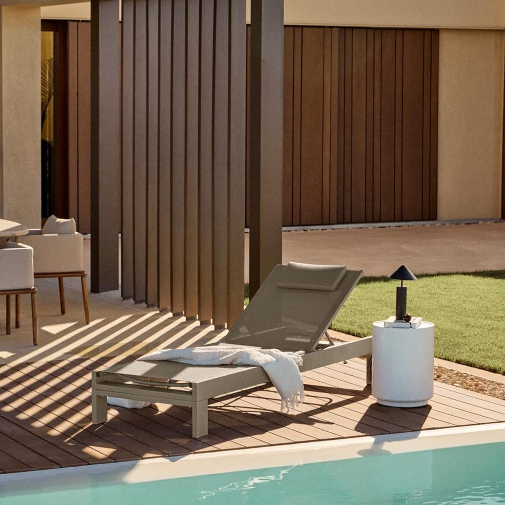 Aluminum outdoor sun lounger SOLARA, Moka Brown