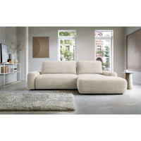 Kampinė sofa-lova ALFERIA, kreminė, dešinė