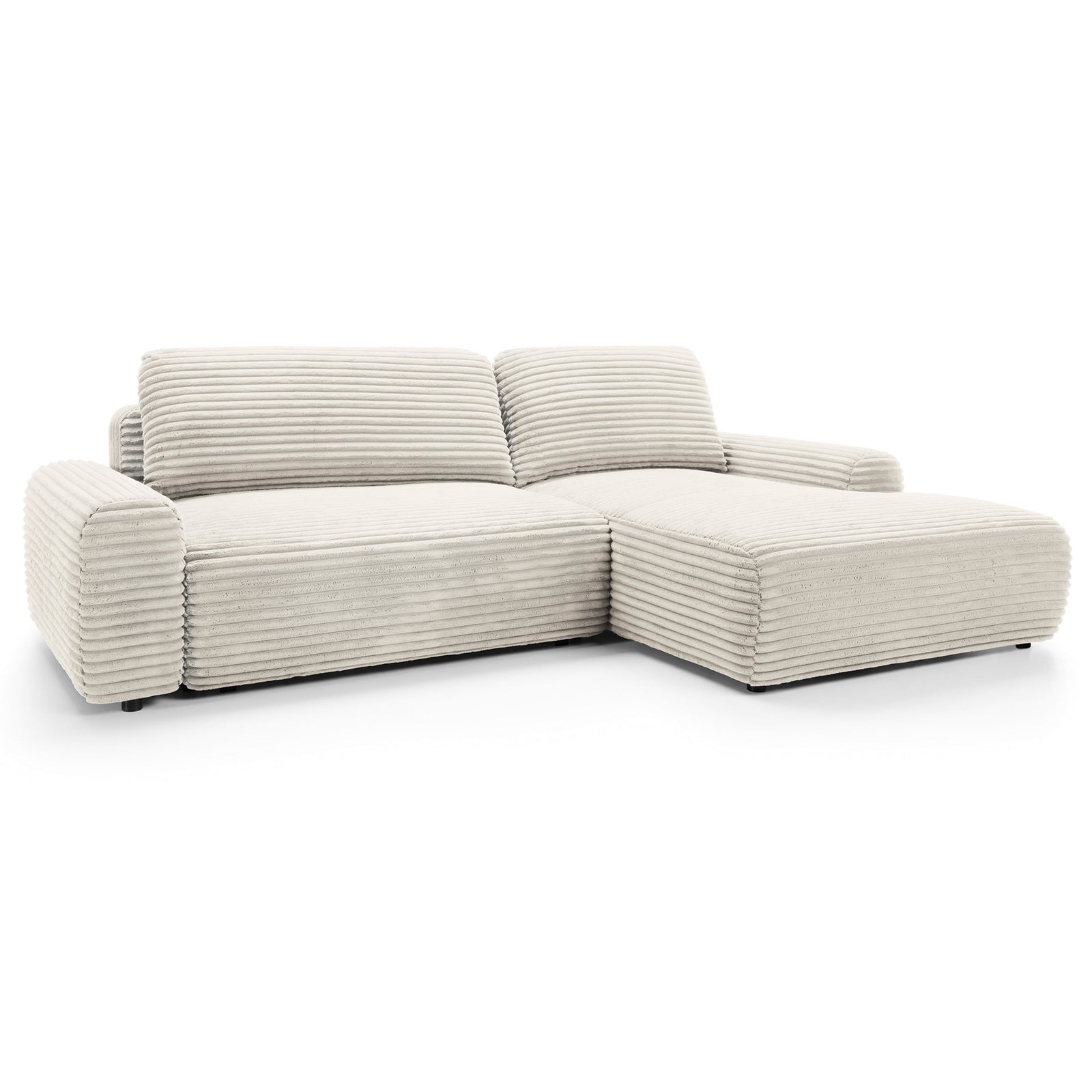 Kampinė sofa-lova ALFERIA, kreminė, dešinė