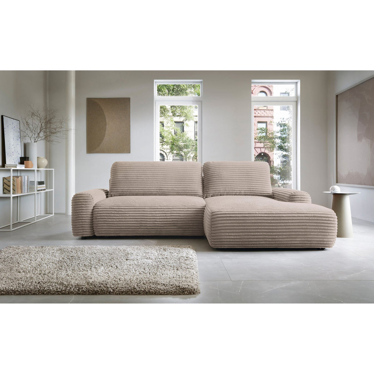 Kampinė sofa-lova ALFERIA, smėlinė, dešinė