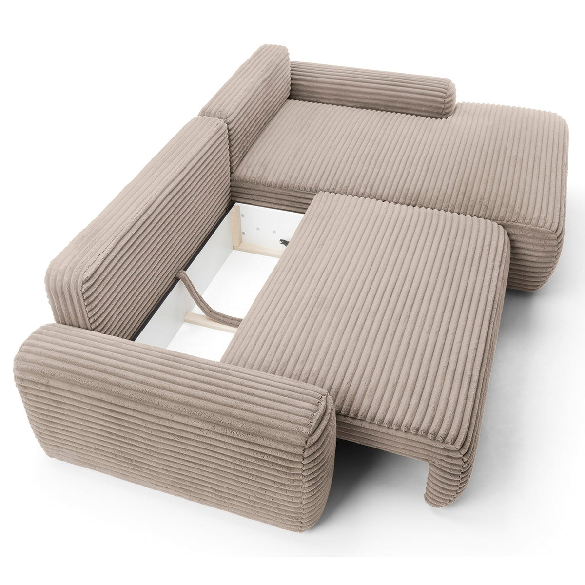 Kampinė sofa-lova ALFERIA, smėlinė, dešinė