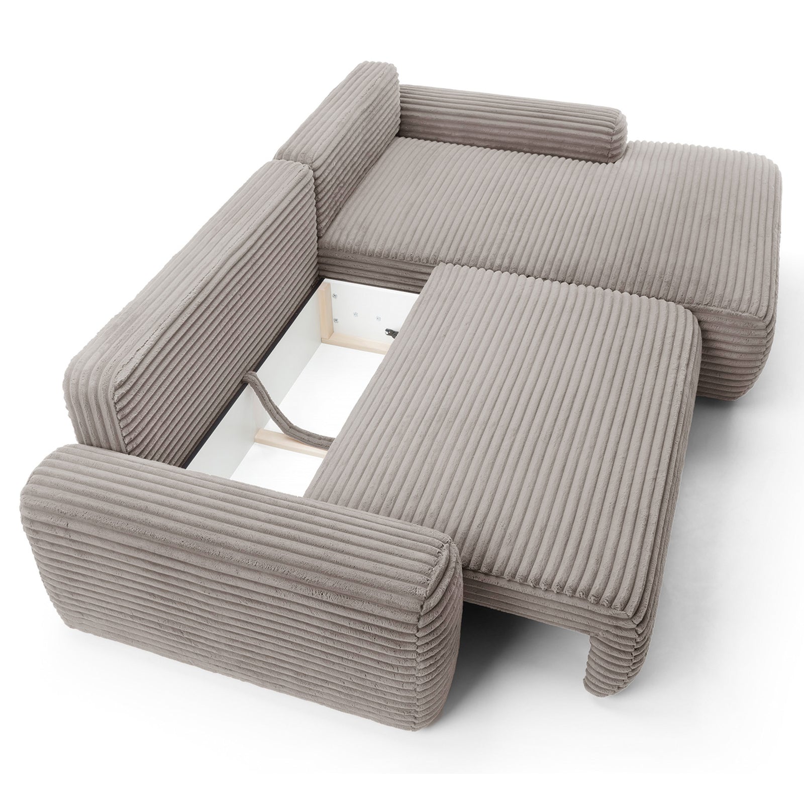 Kampinė sofa-lova ALFERIA, pilkai smėlinė, dešinė
