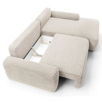 Kampinė sofa-lova ALFERIA, kreminė, dešinė