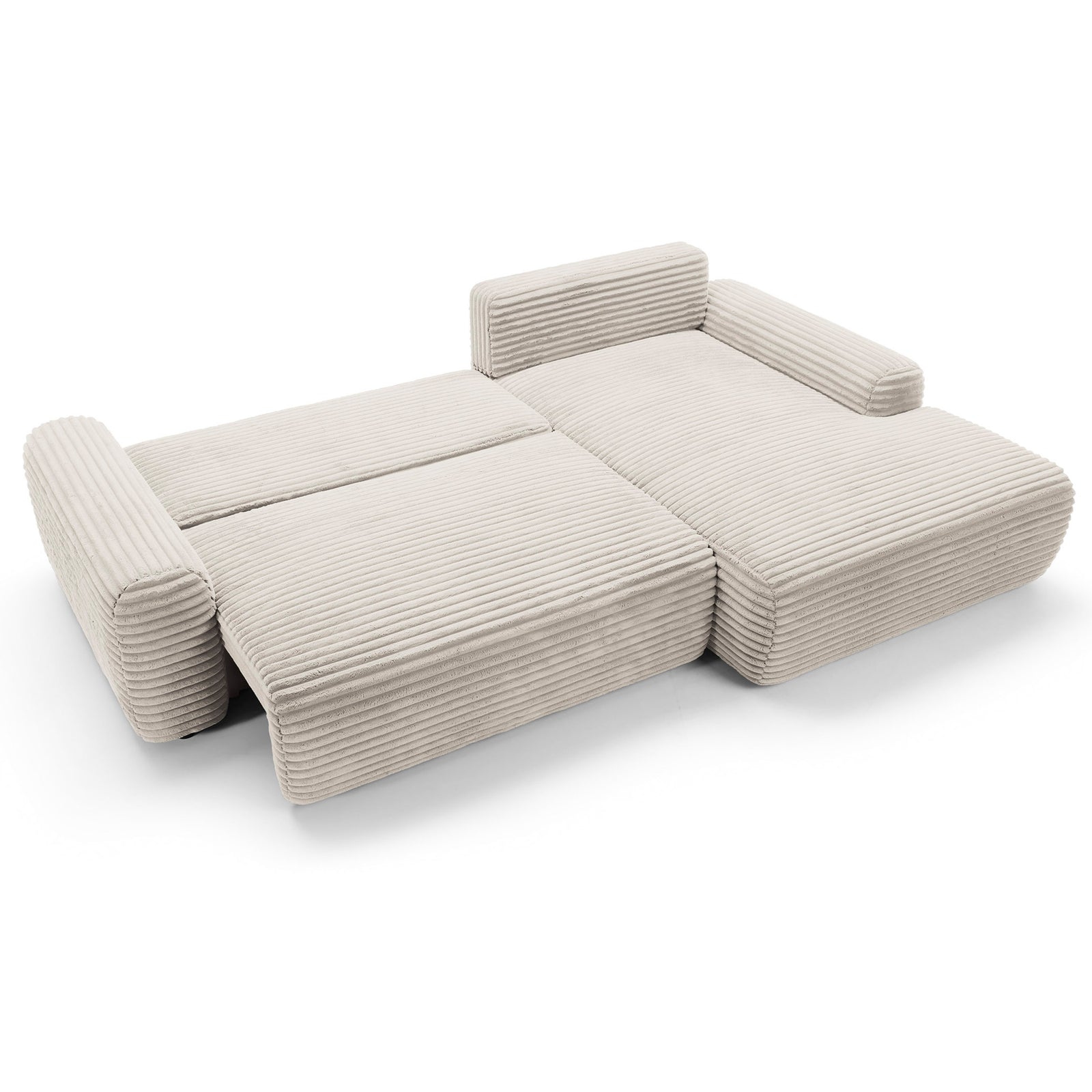Kampinė sofa-lova ALFERIA, kreminė, dešinė