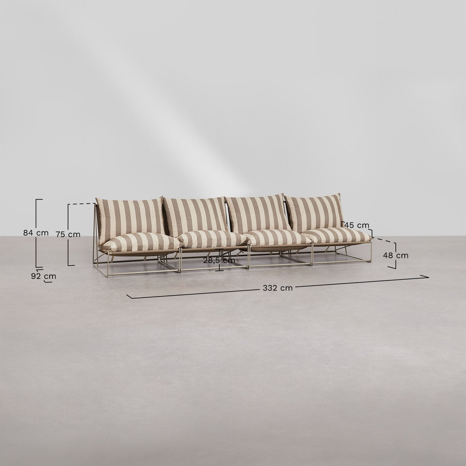 Modulinė lauko sofa COSMO, Medaus geltona - Chocolate & Blk Frame