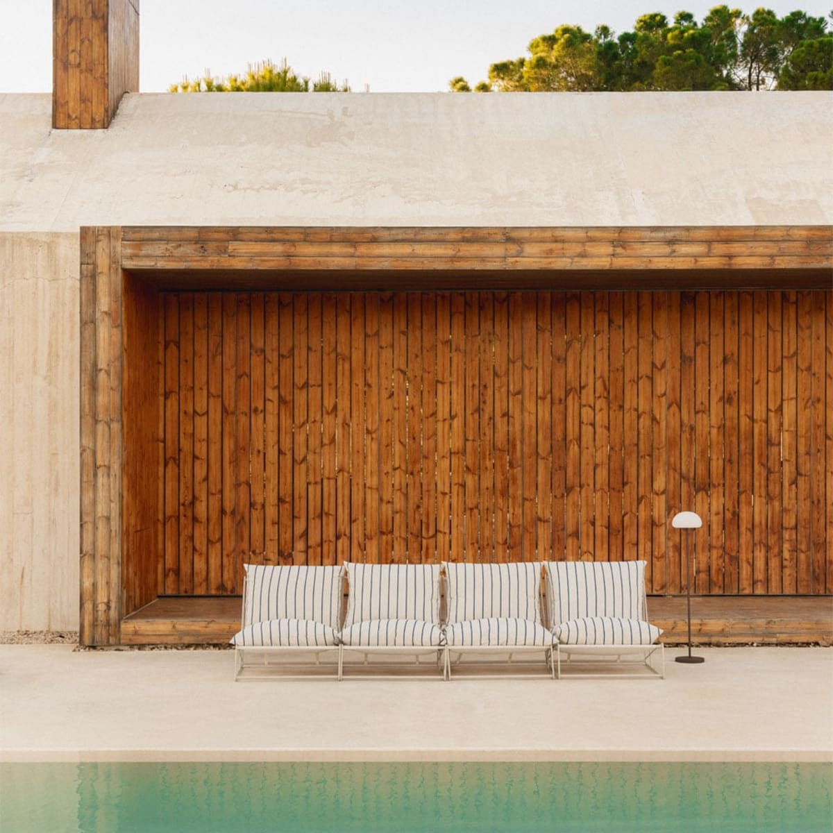 Modular outdoor sofa COSMO, Creamy sand blue
